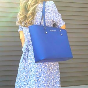 Michael Kors Jet Set Travel Zip Top Tote Cobalt